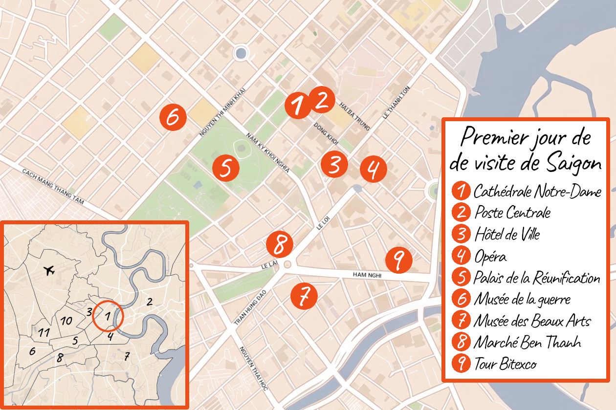 itinéraire pour visiter Saigon le premier jour