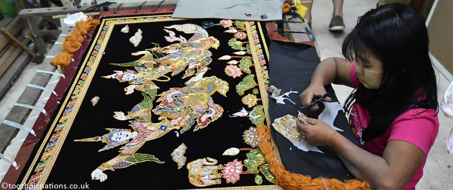Le kalaga, une tapisserie brodée traditionnelle de Birmanie